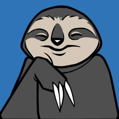 A picture of a sloth in front of a blue background