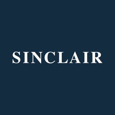 Sinclair's logo consists of the white, centered, and uppercase text "SINCLAIR" over a navy blue background.