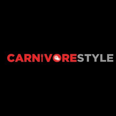 Carnivore Style's company logo consists of a black background with he red, capitalized text: CARNIVORE, and the capitalized, light gray text: STLYE. The i in carnivore is in the shape of a fork, and the center of the o in carnivore shows a white piece of meat in the center of it.