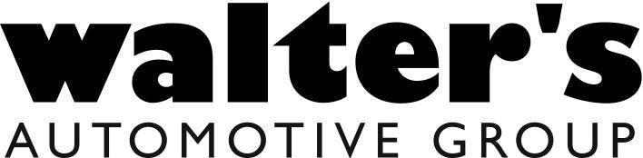 Walter's Automotive Group's company logo consists of a white background with the black text "walter's AUTOMOTIVE GROUP." Walter's is lowercase and is on top of the capitalized, skinnier text, "AUTOMOTIVE GROUP."