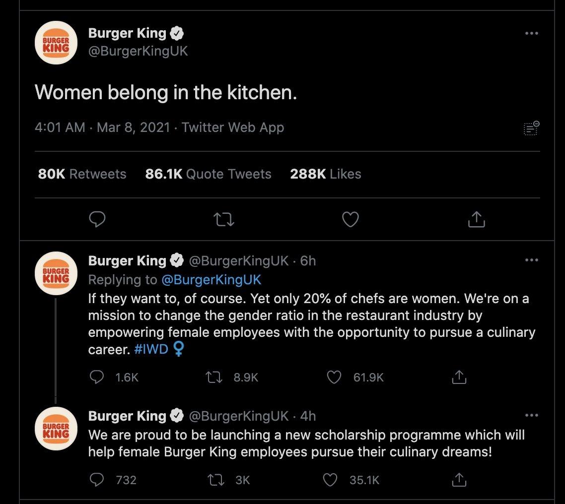 Burger King UK's sexist real-time marketing Tweet. 