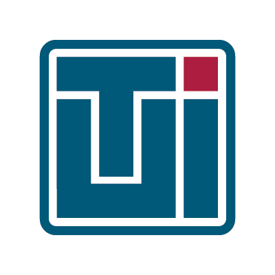 Terra Universal's company logo consists of dark blue square with a white square border on the inside of it. There are additional white lines that form the letters T, U, and i. The T is above and inside of the U. The I is to the right of the stacked T and U. The dot on the i is red.