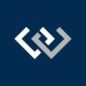 Windermere's company logo consists of a navy blue background with two interlocking outlines of squares turned on an angle, forming a diamond shape. The top points of both squares is not there. The left square is white and the right square is gray.