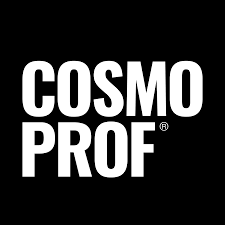 Cosmo Prof's company logo consists of a pitch-black background with the white, centered, capitalized text "COSMO PROF." The word COSMO is above the word PROF.