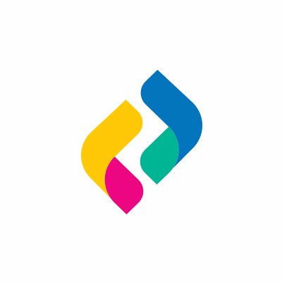 EMPIST's company logo consists of a white background with two l-shaped figures (one reversed) creating an unconnected diagonal rectangle. The first l-shape is magenta and yellow, and the reverse-l-shape is green and blue.