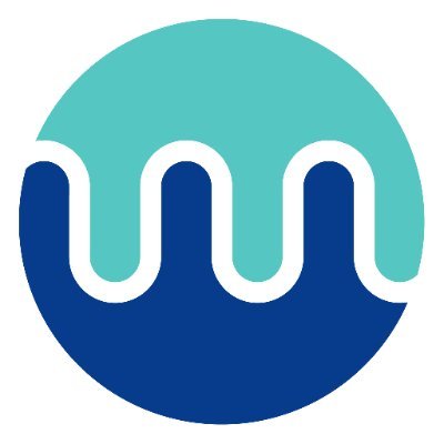 mend.io's company logo consists of teal (top half) and navy blue (bottom half) circle that is split by a white, m-shaped waves.