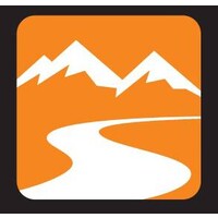 GSM Outdoors company logo consists of a white and orange silhouette of mountains and a steam.