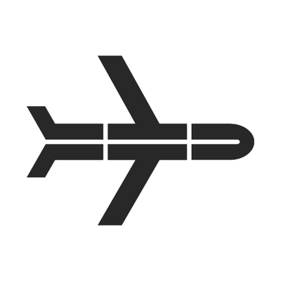 Thrifty Traveler's company logo consists of the silhouette of a black airplane with a horizontal line running through it with two smaller vertical lines by the nose and tail of the plane. The background is white.