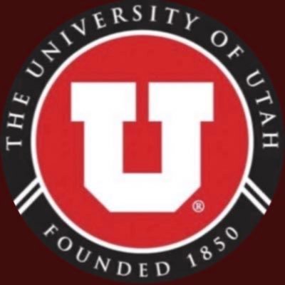University of Utah's school logo consists of a white, uppercase U over a red background/circle. Outside of the red circle is a skinnier, black circle, that has the white, capitalized text: "THE UNIVERSITY OF UTAH | FOUNDED 1850," wrapping around the U in a circular fashion.