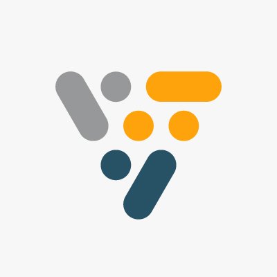 Viden Marketing's company logo consists of an upside down traingle-shaped figure with small circles and pill-shaped ovals. The colors are gray (top left), orange (top right), and navy blue (bottom.) The background is white.