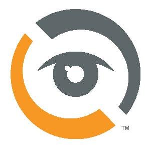 DigiStream Investigations' company logo consists of a gray eyeball in the center of a half orange and half gray, unconnected circle.