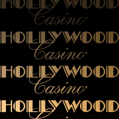 Hollywood Casino Joliet's company logo consists of a black background with the capital gold word "HOLLYWOOD" with the gold, cursive word "Casino" underneath it. This is copy and pasted four times (one under another.) The first one starts off faded, and the fourth one is bright and bold.