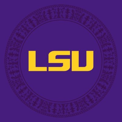 Louisiana State University's school logo consists of a royal purple background with the yellow letters "LSU" in the center.
