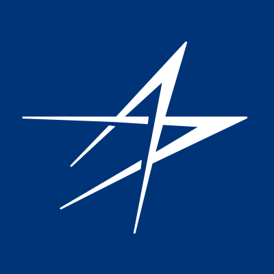 Lockheed Martin's company logo consists of a navy blue background with a white stylized star-shaped swoosh (symbolizing aerospace, innovation, and forward motion.)