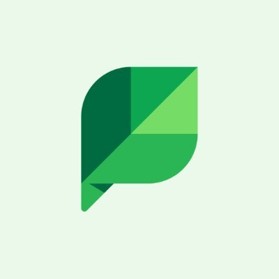 Sprout Social's company logo consists of a green leaf with multiple shades of green over a mint-green background.