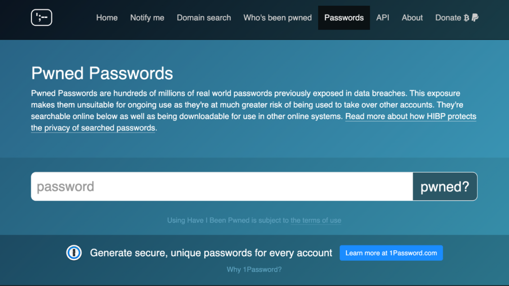 Powned passwords website