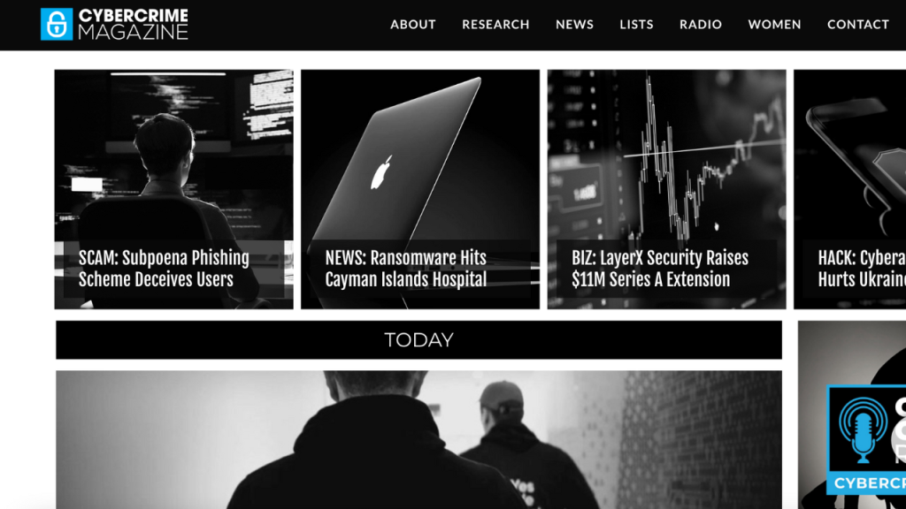 Cyber Security Ventures dot come homepage.