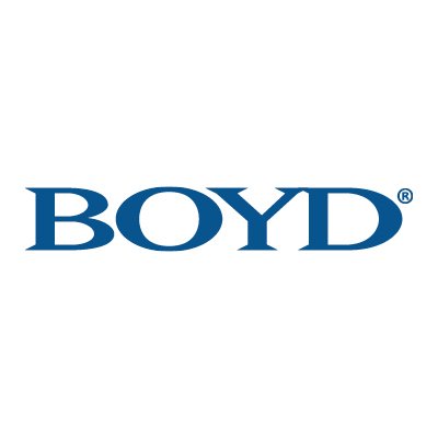Boyd Gaming's company logo consists of a white background with the uppercase, blue, centered word "BOYD."