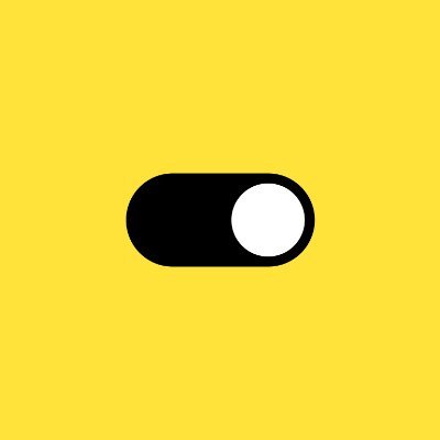 EarnIn's company logo consists of a yellow background with a black pill-shaped oval in the center with a white circle on the right side of the black pill-shaped oval.