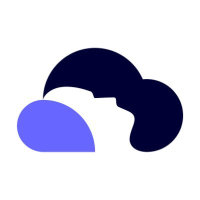 Inspire's company logo consists of a white background with a cloud that is purple and navy blue, with a person's head resting on the purple portion of the cloud, or in this case, pillow.