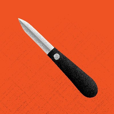 Oyster Creative Co.'s company logo consists of a blood orange background with an oyster knife.