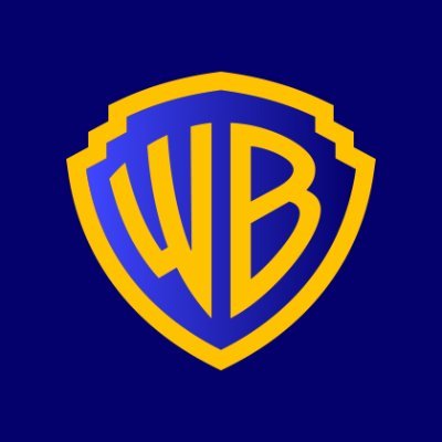 Warner Bros. Discovery's company logo consists of a midnight blue background with the classic yellow and blue Warner Bros. shield logo.