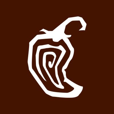 Chipotle's company logo consists of a brown background with the white silhouette/drawing of a chipotle pepper in the center.