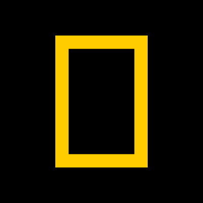 National Geographic Society's logo consists of a black background with a golden, hollowed-out rectangle.