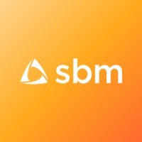 SBM Management Services, LP's company logo consists of an orange gradient background with the lowercase, white text "sbm." To the left of "sbm" is a white triangle with rounded edges, with an open middle, exposing the orange background.