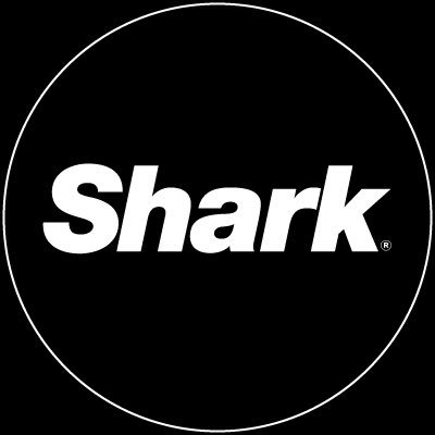 SharkNinja's company logo consists of a black circle with a white ring outlining it. The inside has the white, italicized text, "Shark."