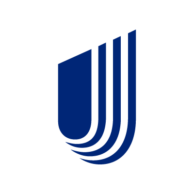UnitedHealthcare's company logo consists of a white background with a navy blue U in the center. The U has an "echo" effect.