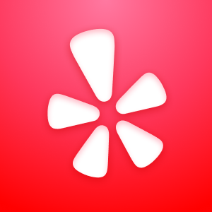 Yelp's company logo consists of a gradient red background with a windmill-shaped fan blades (white)