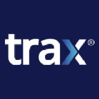 Trax Retail's company logo consists of a navy blue background with the lowercase white text, "trax."