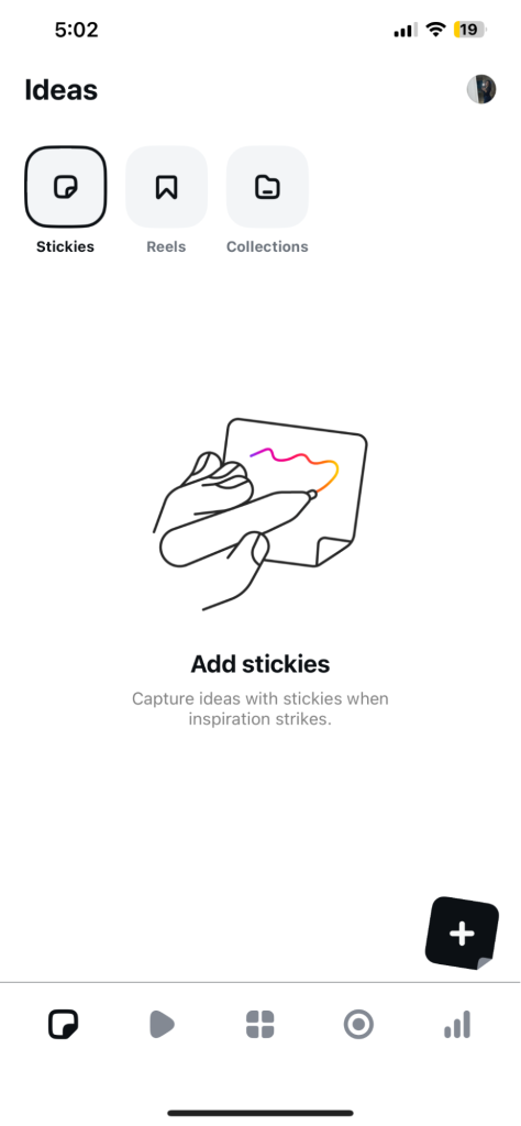 A screenshot of Instagram's "Add stickies" section of the app.