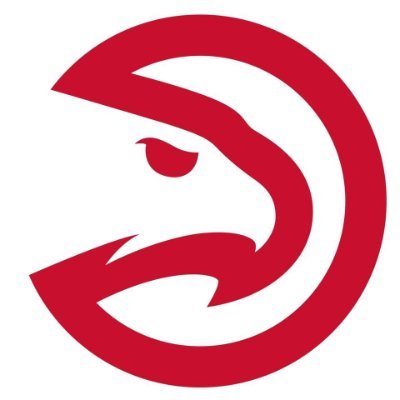 Atlanta Hawks's company logo consists of a white background with the red outline of a hawks head, connected to a red circle/background