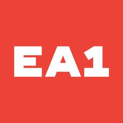 Everybody At Once's company logo consists of a red background with the white letters and numbers, "E.A.1."