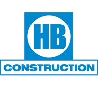 HB Construction's company logo consists of a white background with a light blue square with a circle in the center exposing the background. On it are the letters, "H.B.," with the light blue text, "Construction," underneath it.