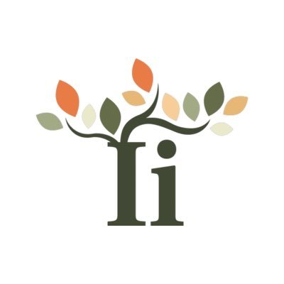 International Institute of Minnesota's company logo consists of a white background with a dark gray uppercase I and lowercase i. The uppercase I has branches and leaves sprouting from it.