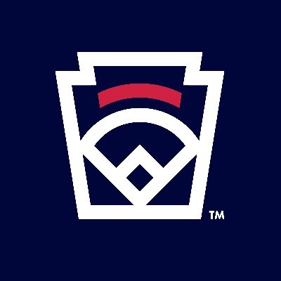 Little League International's company logo consists of an indigo-colored background with the drawing/outline of a white baseball diamond.