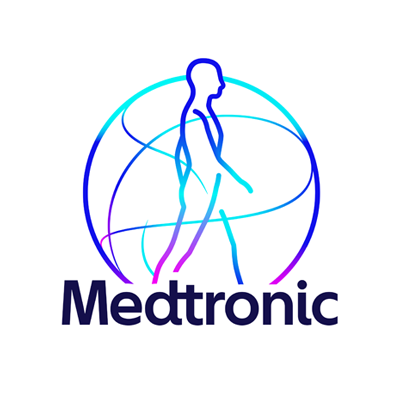 Medtronic's company logo consists of a white background with a person walking (profile view) and with the text, Medtronic, below them.