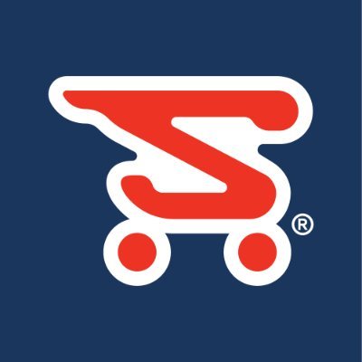 Schraad Sales & Marketing's company logo consists of a navy blue background with a red shopping cart that is in the shape of the letter s.