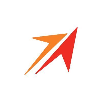 Travel Leaders' company logo consists of a white background with a split arrow that is orange and red.