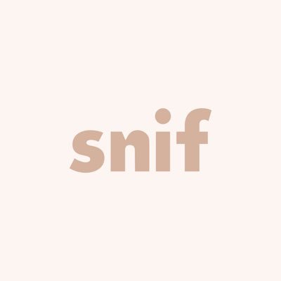 snif's company logo consists of a light beige background with the dark-beige lowercase word "snif."