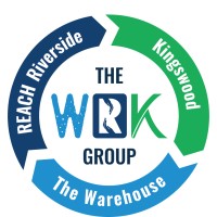 The WRK Group's company logo consists of a circle of arrows with the words "Kingswood, The Warehouse," and "REACH RIverside," on the individual arrows. Inside of the circle reads "THE WRK GROUP."