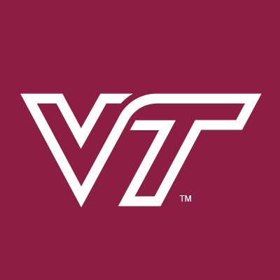 Virginia Tech's company logo consists of a burgundy background with the hollow-looking white letters V and T.