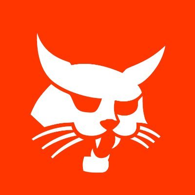 Bobcat Company's company logo consists of a blood-orange background with the white silhouette of a bobcat's face.