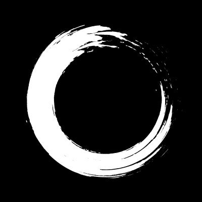 Legends Global's company logo consists of a black background with a smeared/painted white ring/circle