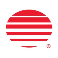 Sunrider International's company logo consists of a white background with a red circle white white horizontal lines running through it.