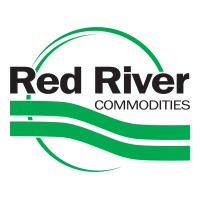 Red River Commodities company logo consists of the black text "Red River Commodities" with a green river underneath the words, and a green circle in the background.