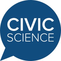 CivicScience's company logo consists of a white background with a dark blue speech bubble with the white text: CivicScience inside of it.